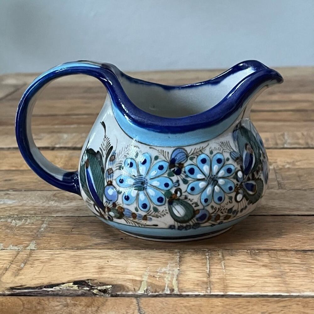 Vintage Tonala Ken Edwards Mexican Pottery Creamer Pitcher Birds Butterfly